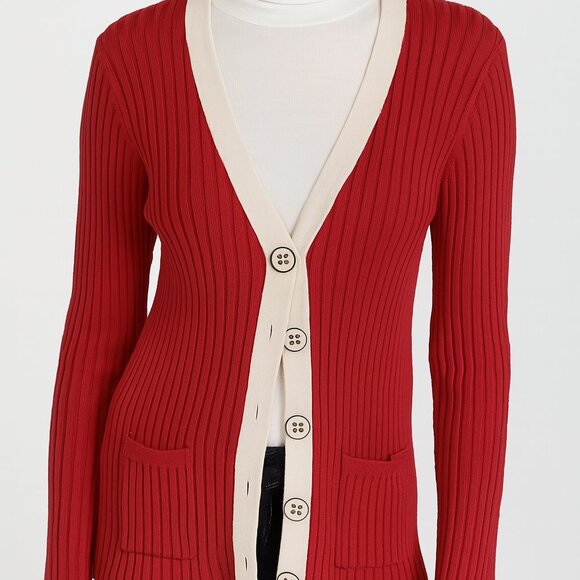 Cable & Gauge Sweaters - Cable & Gauge Cardigan Sweater X-Large Red/White EUC Lots of Stretch